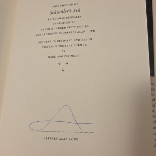 Schindler's Ark Suntup Artist Edition Signed