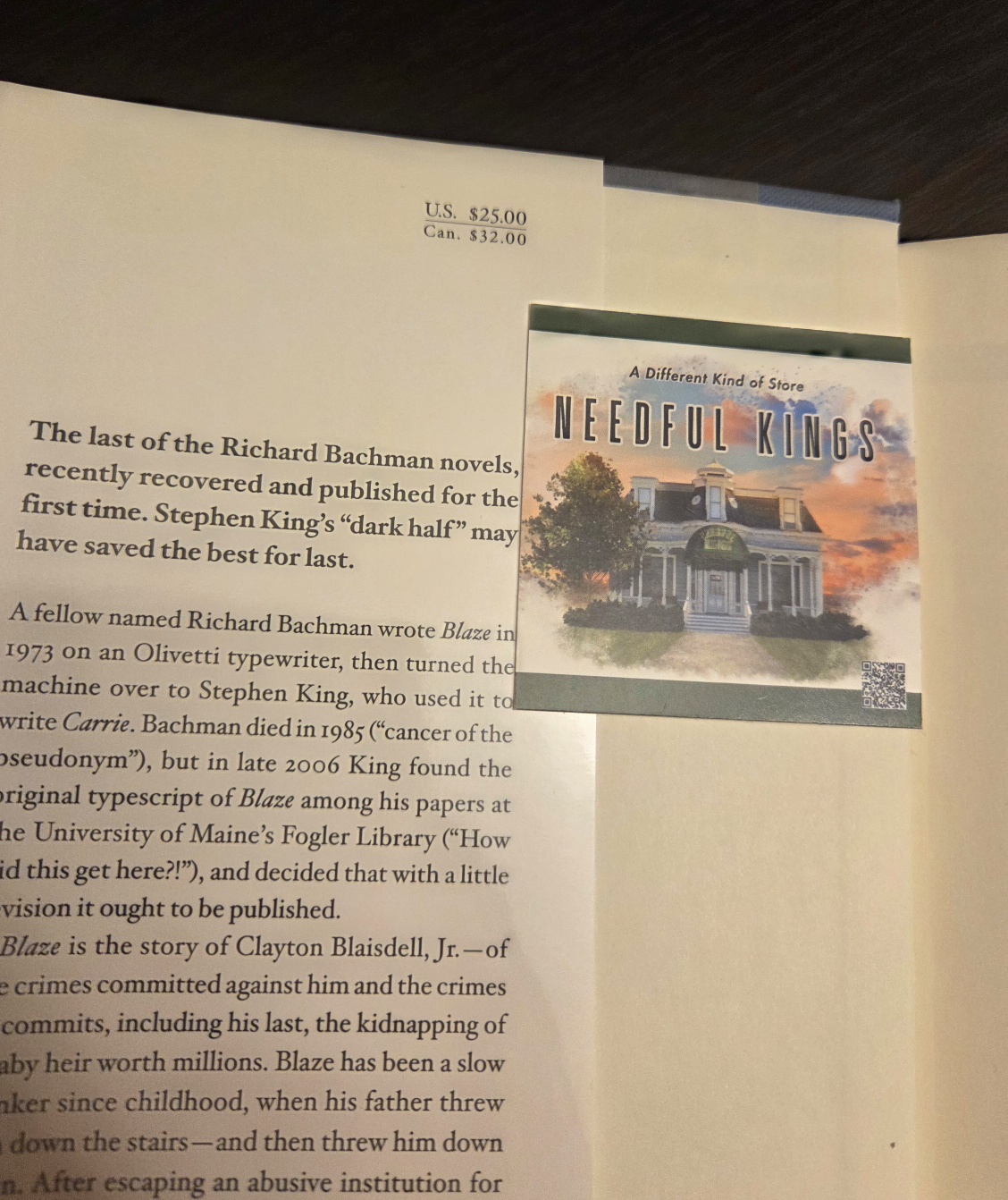 Stephen King as Richard Bachman Blaze First Edition