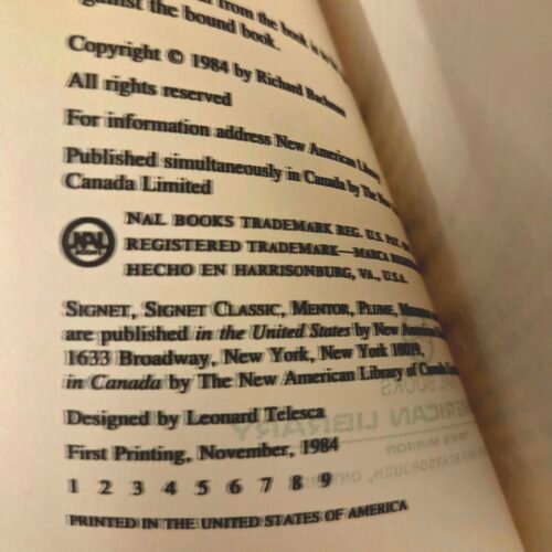 Stephen King (as Richard Bachman) — Thinner Special ABA Edition — Uncorrected Advanced Proof (NAL, 1984)