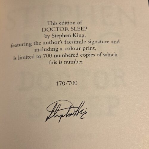 Stephen King – Doctor Sleep Hodder & Stoughton Limited Edition Collector’s Set (#170) – Numbered UK Special Edition with Slipcase